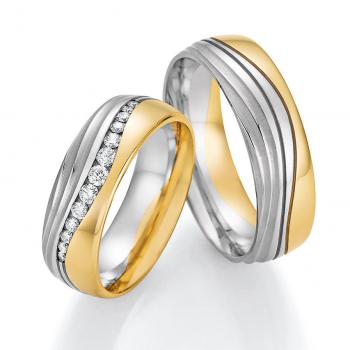 Nowotny-Collection Ruesch Trauringe Weiss-Gelbgold 02/51090-065 + 02/51100-065